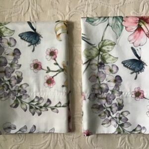 Cuddledown Standard/Queen Size Pillowcases Birds Butterflies Floral Bed Bedroom